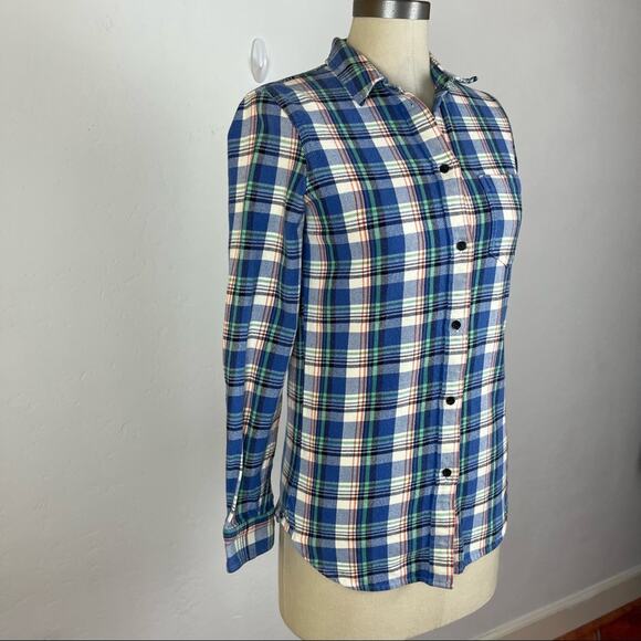 Madewell Plaid Button Front Top XS Long Sleeve - Picture 2 of 7